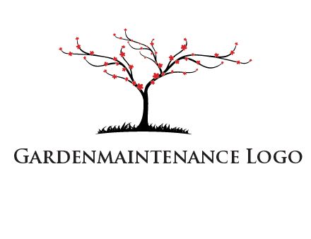 tree with flowers on grass logo