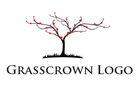 tree with flowers on grass logo