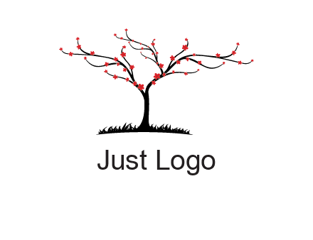 tree with flowers on grass logo