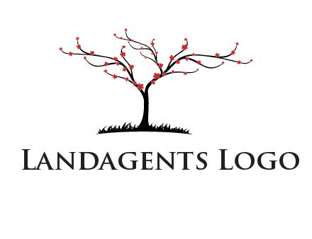 tree with flowers on grass logo