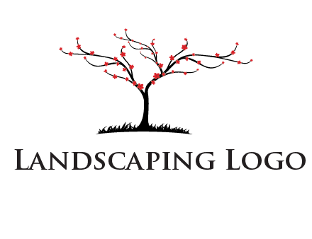 tree with flowers on grass logo