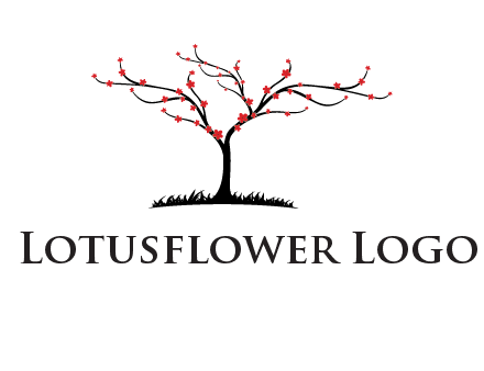 tree with flowers on grass logo