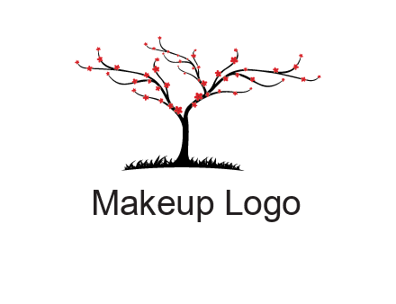 tree with flowers on grass logo