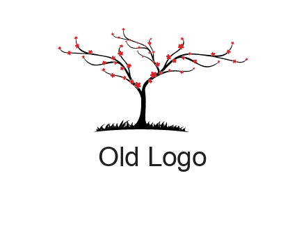 tree with flowers on grass logo