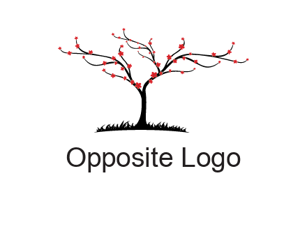 tree with flowers on grass logo