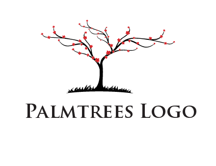 tree with flowers on grass logo