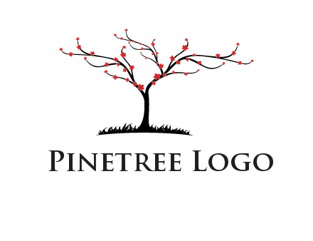 tree with flowers on grass logo