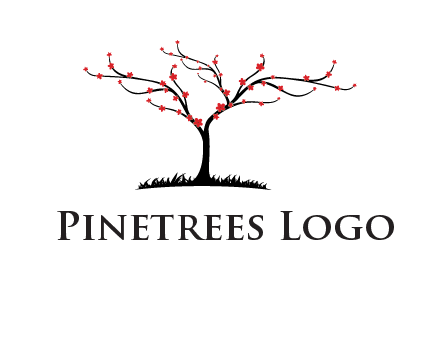 tree with flowers on grass logo