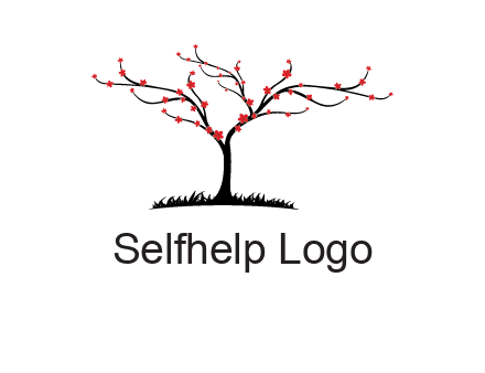 tree with flowers on grass logo