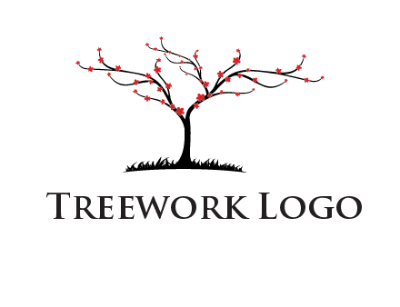 tree with flowers on grass logo