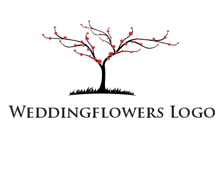 tree with flowers on grass logo
