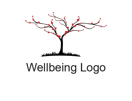 tree with flowers on grass logo