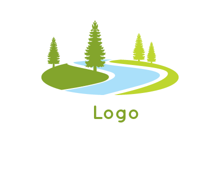 abstract landscape with trees and river logo