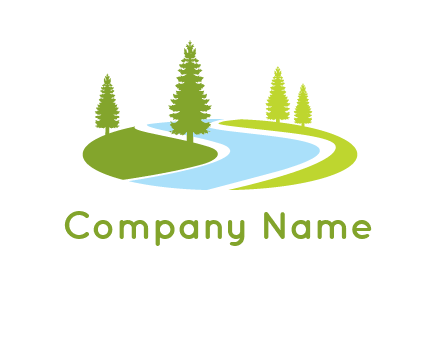 abstract landscape with trees and river logo