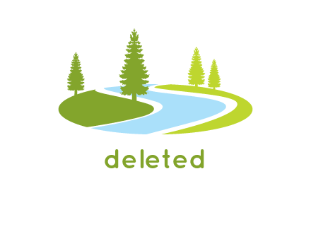 abstract landscape with trees and river logo