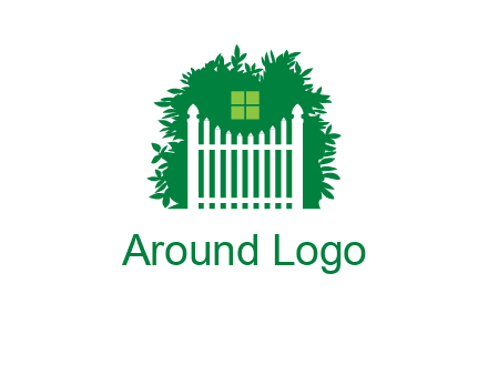 fence inside the tree with window logo