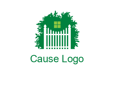 fence inside the tree with window logo