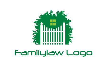 fence inside the tree with window logo