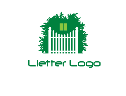 fence inside the tree with window logo