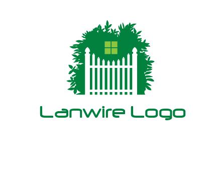 fence inside the tree with window logo