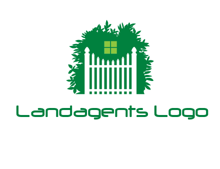 fence inside the tree with window logo