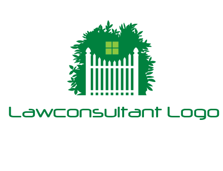 fence inside the tree with window logo