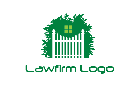 fence inside the tree with window logo