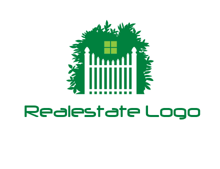 fence inside the tree with window logo