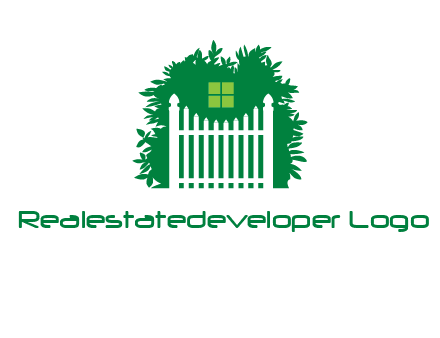 fence inside the tree with window logo