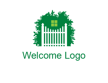 fence inside the tree with window logo