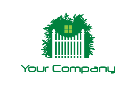 fence inside the tree with window logo