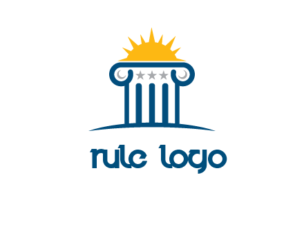 abstract pillar with sun logo