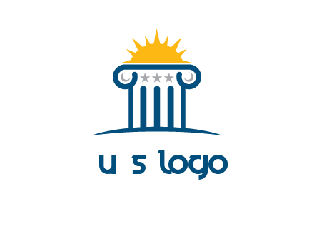 abstract pillar with sun logo