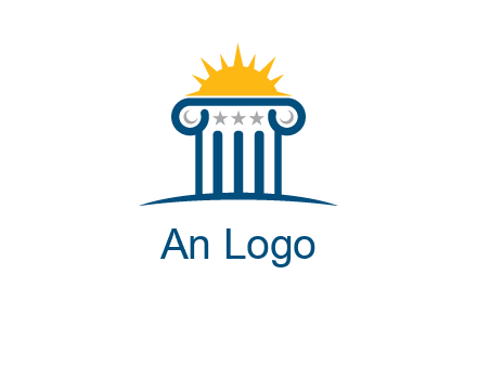 abstract pillar with sun logo
