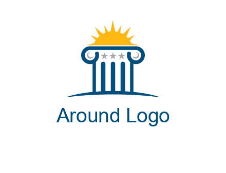 abstract pillar with sun logo