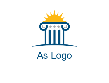 abstract pillar with sun logo