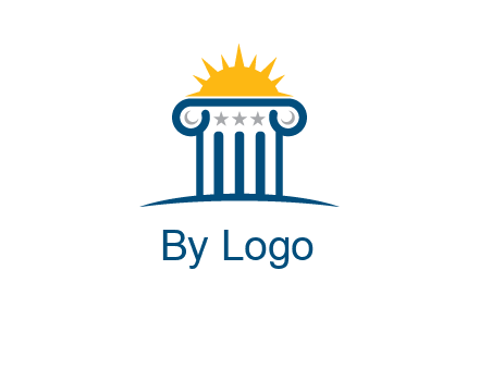 abstract pillar with sun logo