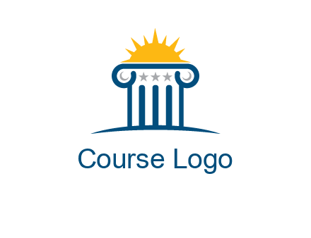 abstract pillar with sun logo