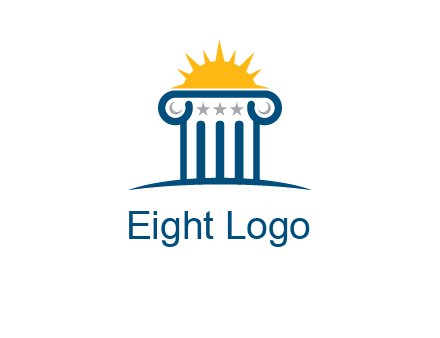 abstract pillar with sun logo