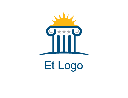abstract pillar with sun logo
