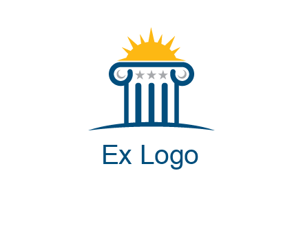 abstract pillar with sun logo