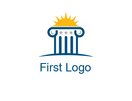 abstract pillar with sun logo