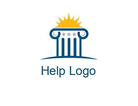 abstract pillar with sun logo