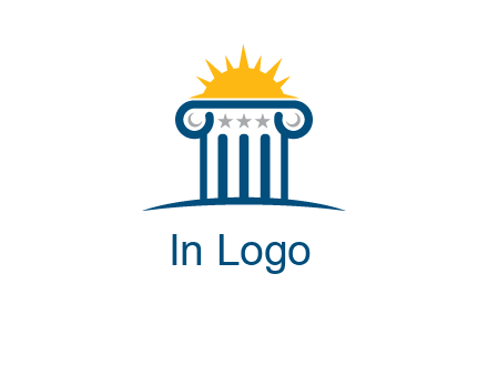 abstract pillar with sun logo