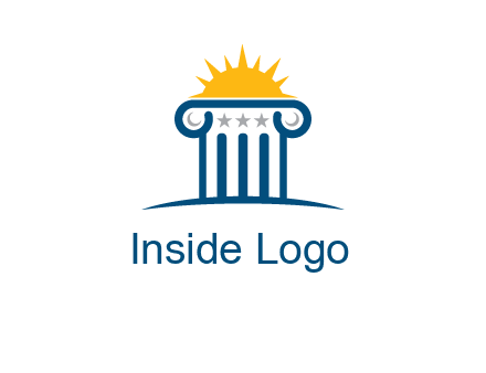 abstract pillar with sun logo