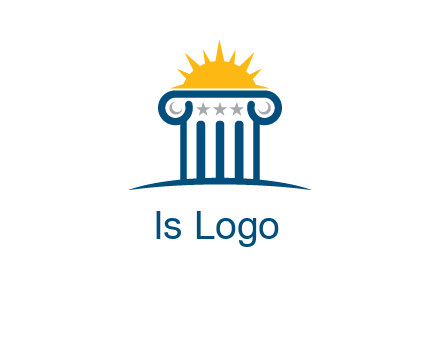 abstract pillar with sun logo