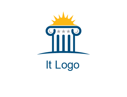 abstract pillar with sun logo