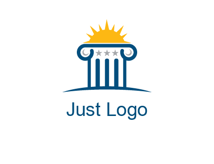 abstract pillar with sun logo