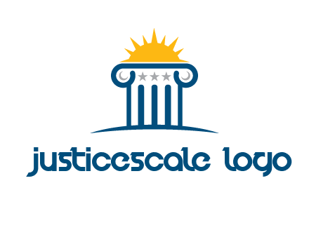 abstract pillar with sun logo