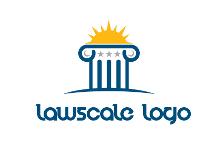 abstract pillar with sun logo